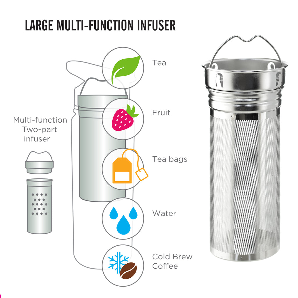 GROSCHE CHICAGO Steel Tea Infuser Bottle - Porcelain White, Stainless Steel, 16 fl. oz - Pack of 4 - Grosche Wholesale Canada - Water Infuser