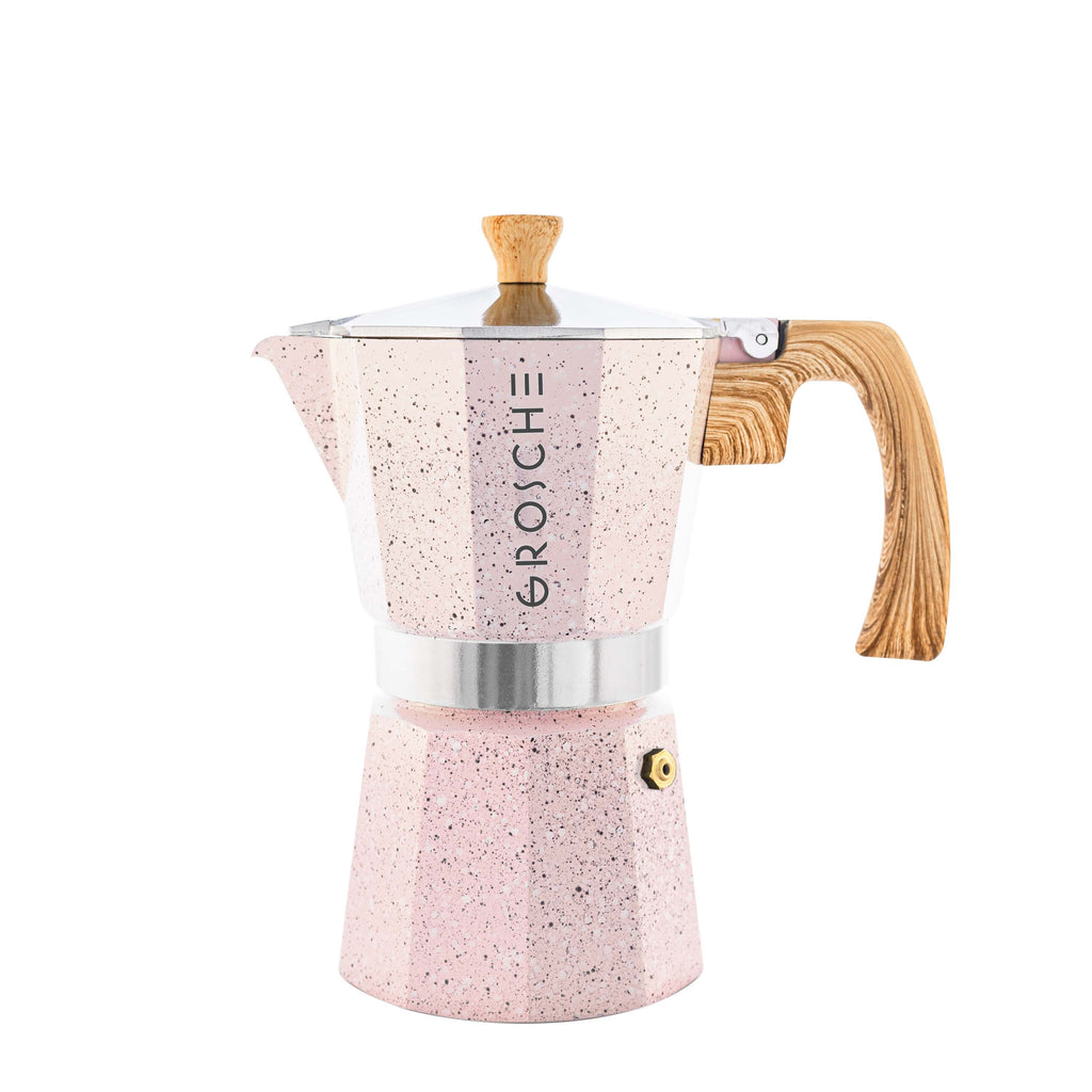 GROSCHE MILANO STONE Stovetop Espresso Maker  - Blush Pink, avail. in 4 sizes, Pack of 4 - Grosche Wholesale Canada - Espresso coffee maker