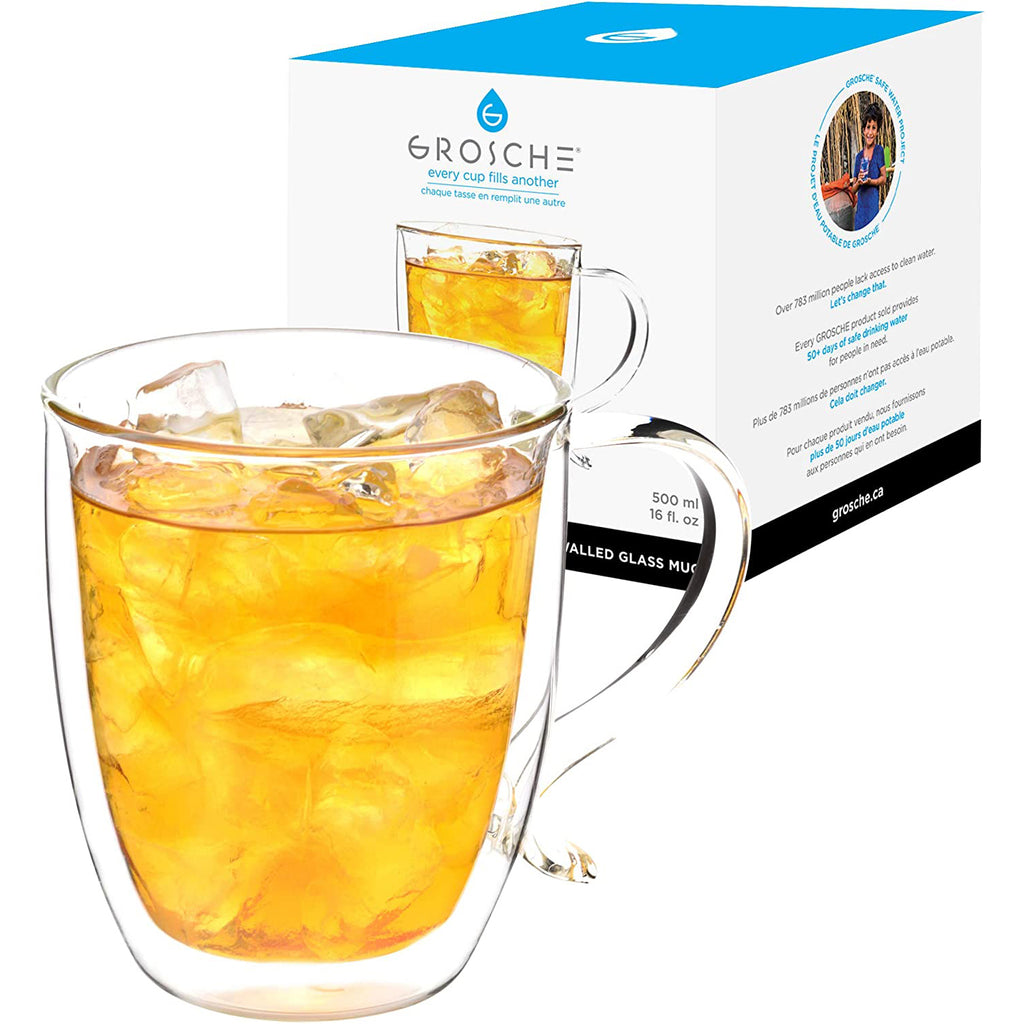 GROSCHE CYPRUS Double Walled Glass Mug - 500ml/16 fl oz. - Package of 4 - Grosche Wholesale Canada - Double Walled Glassware
