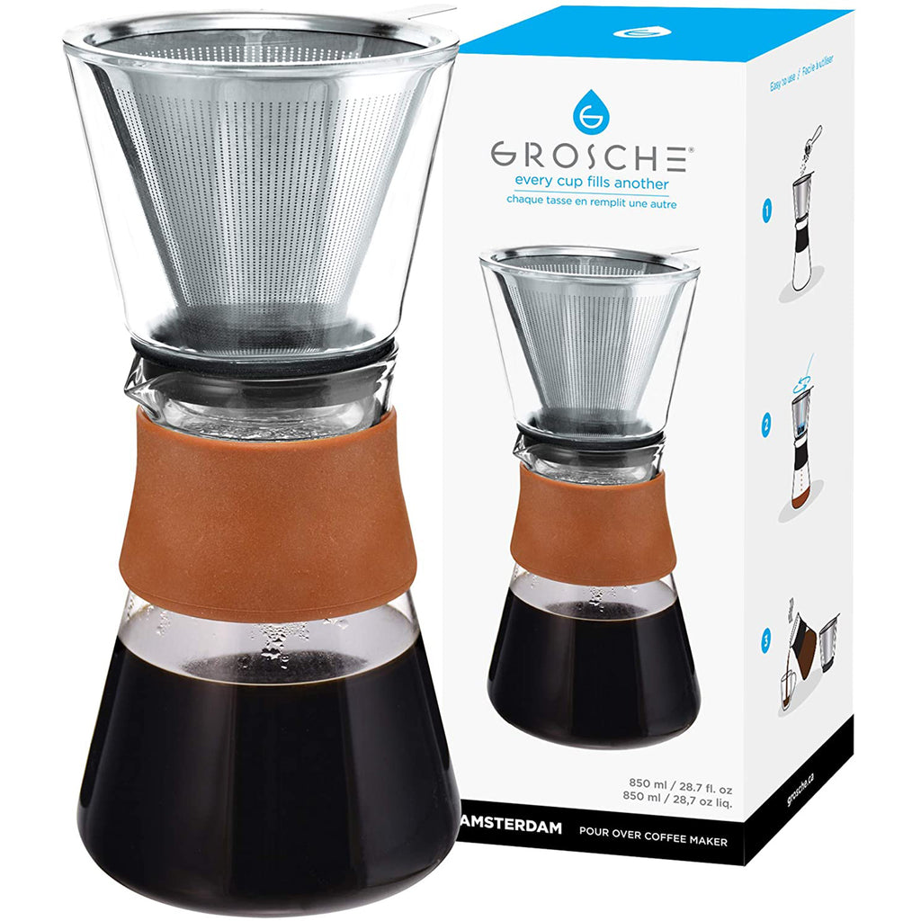 GROSCHE AMSTERDAM Pour Over Coffee Maker - Reusable Stainless Steel filter - Pack of 4 - Grosche Wholesale Canada - coffee dripper