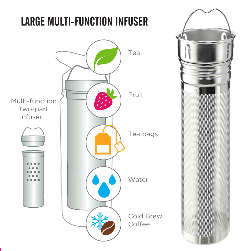 GROSCHE CHICAGO Steel Tea Infuser Bottle - Porcelain White, Stainless Steel, 32 fl. oz - Pack of 4 - Grosche Wholesale Canada - Water Infuser