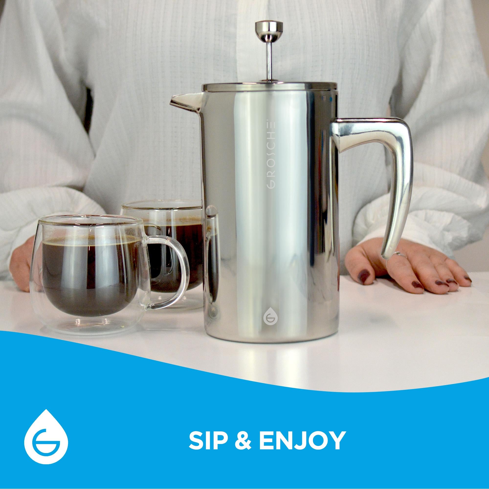 GROSCHE DUBLIN Stainless Steel French Press 1000ml/34 oz/8