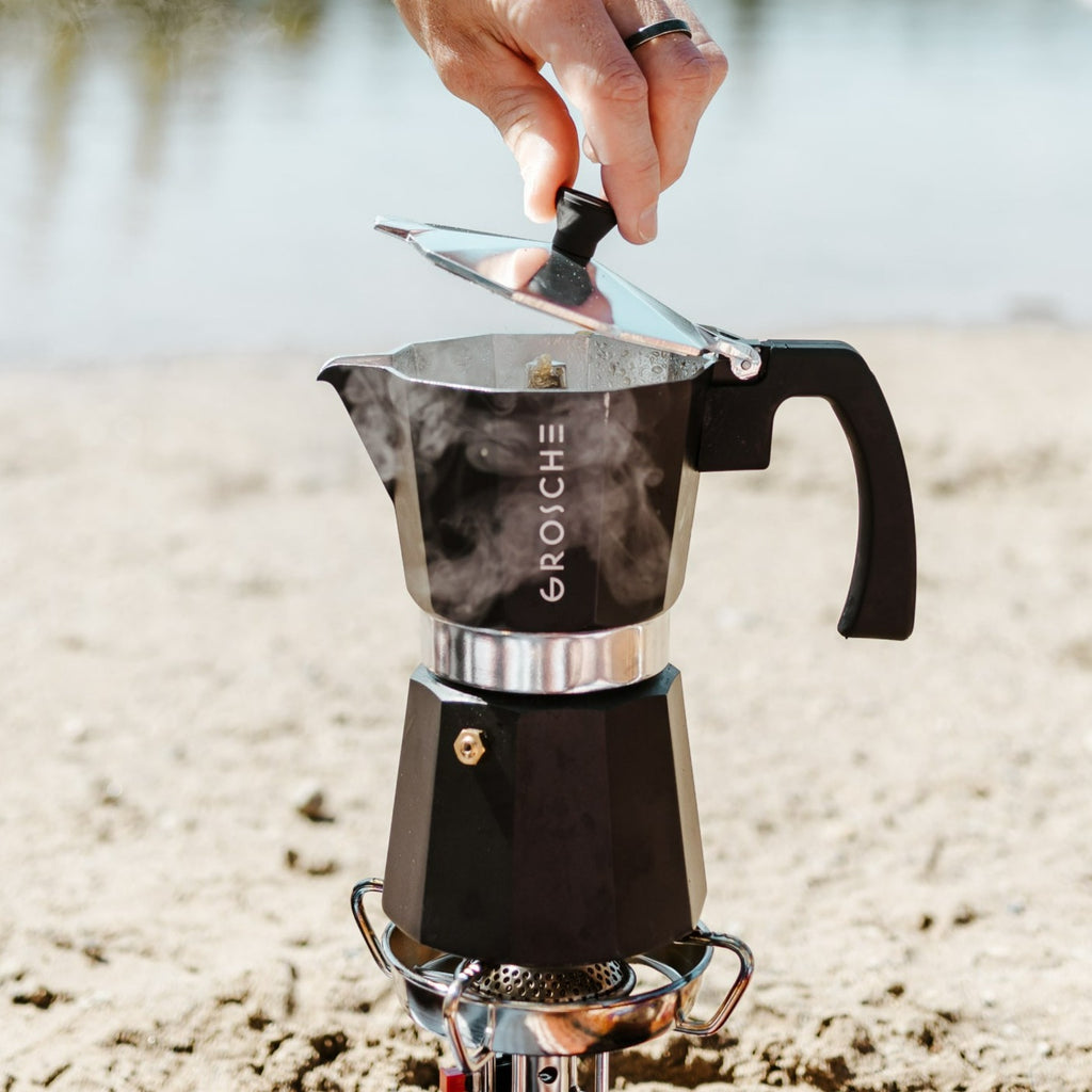 GROSCHE MILANO Stovetop Espresso Maker, Moka Pot  - Black, avail. in 5 sizes, Pack of 4 - Grosche Wholesale Canada - Espresso coffee maker