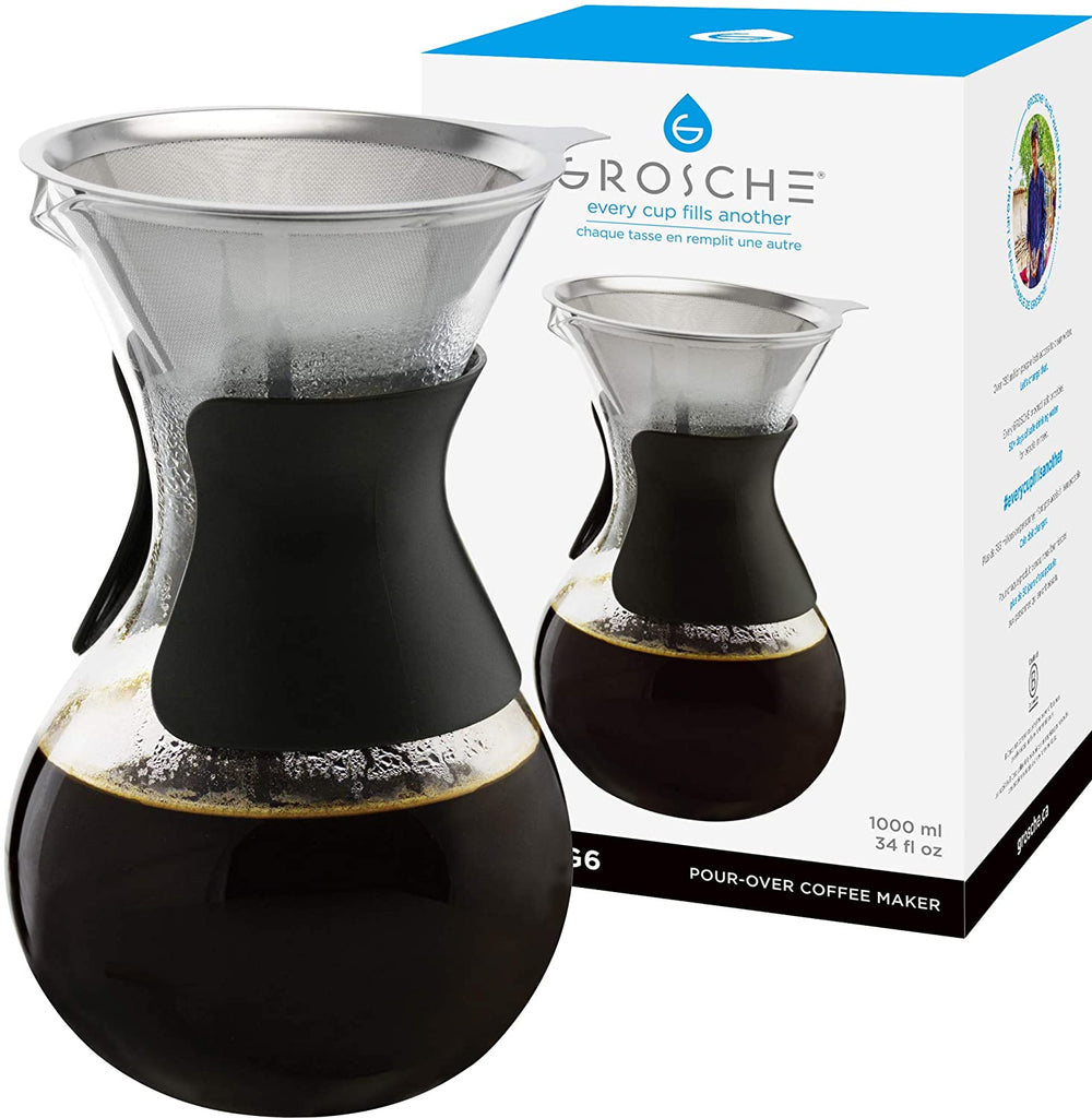 GROSCHE AUSTIN G6 Pour Over Coffee Maker, Drip Coffee Maker - 1000 ml/34 fl. oz, Pack of 4 - Grosche Wholesale Canada - Accessory