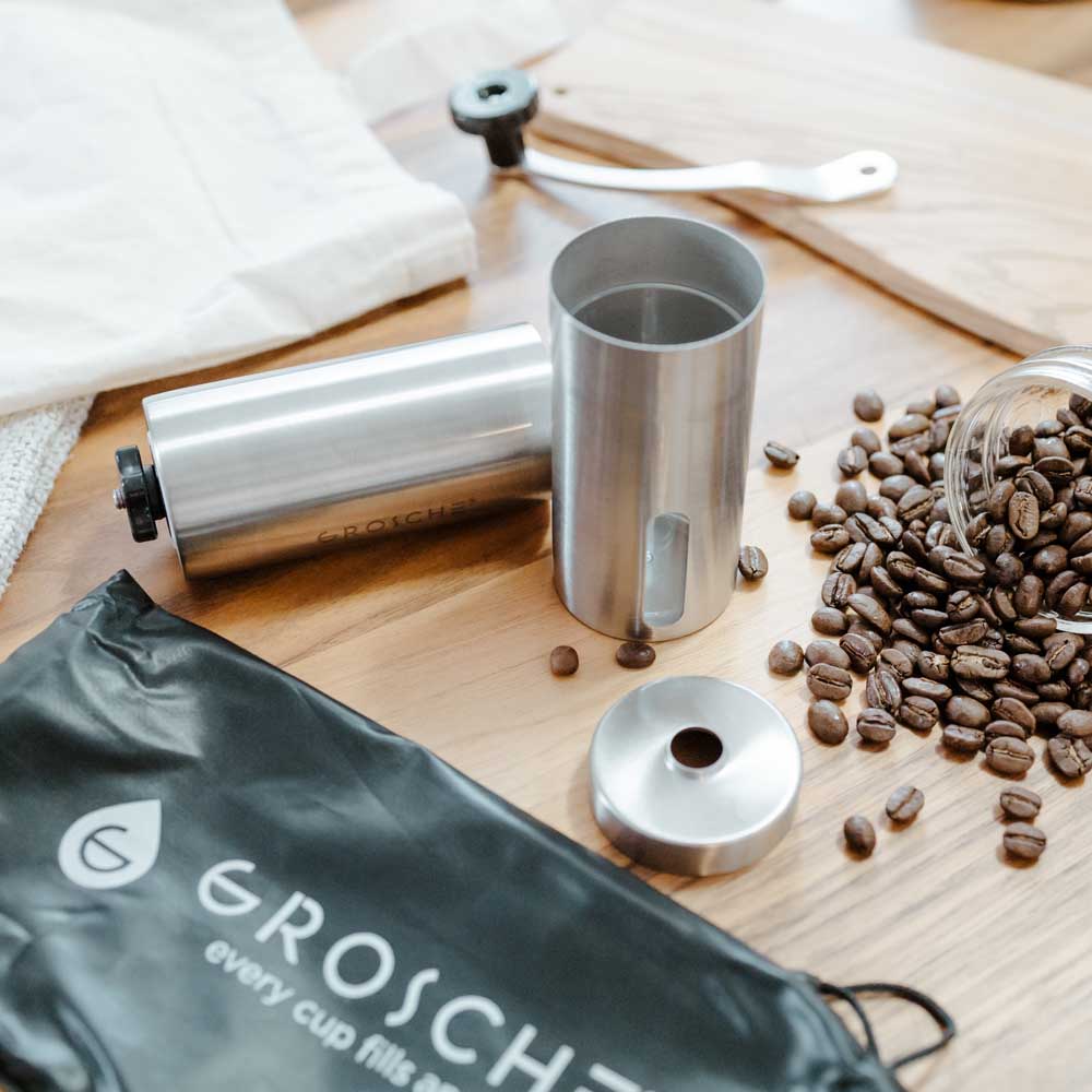 GROSCHE BREMEN MINI Travel Manual Burr Coffee Grinder, Storage Pouch - Pack of 4 - Grosche Wholesale Canada - coffee grinder