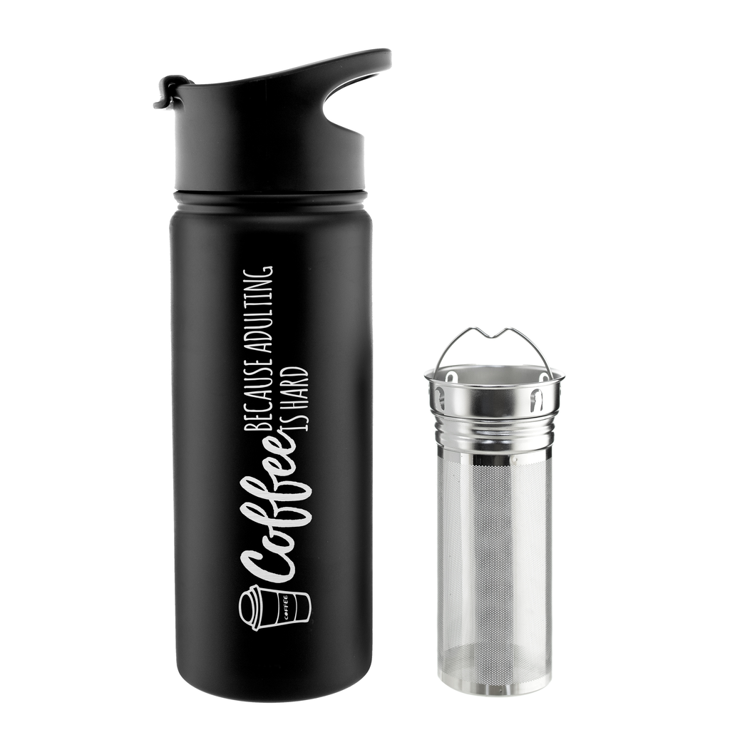 CHICAGO STEEL 16 fl. oz - Coffee Because Adulting Is Hard (Custom Laser Etched) - Pack of 4 - Grosche Wholesale Canada - Infuser Tea Mug