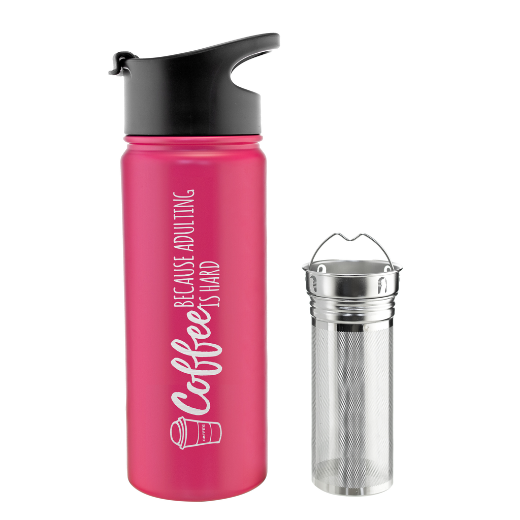 CHICAGO STEEL 16 fl. oz - Coffee Because Adulting Is Hard (Custom Laser Etched) - Pack of 4 - Grosche Wholesale Canada - Infuser Tea Mug
