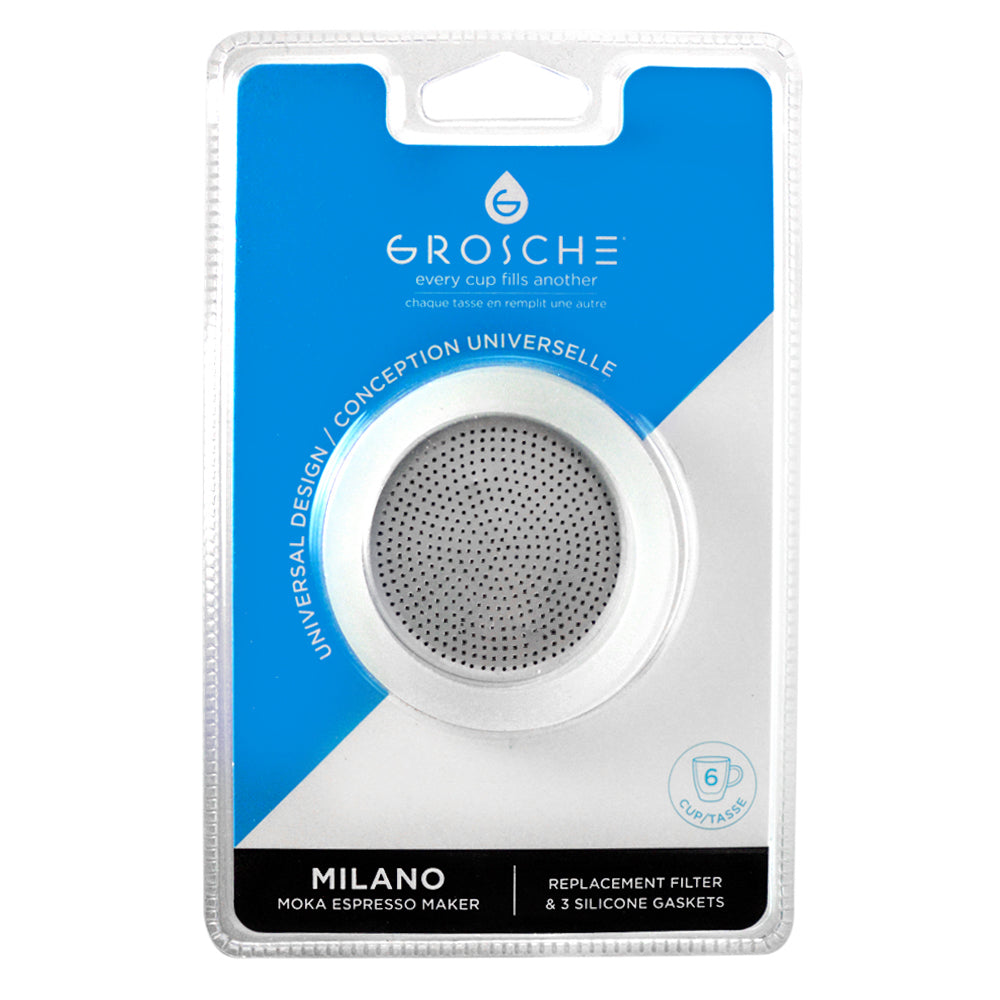 Parts & Accessories: Espresso maker 3 silicone seals + Filter set - Pack of 4 - Grosche Wholesale Canada - Accessory
