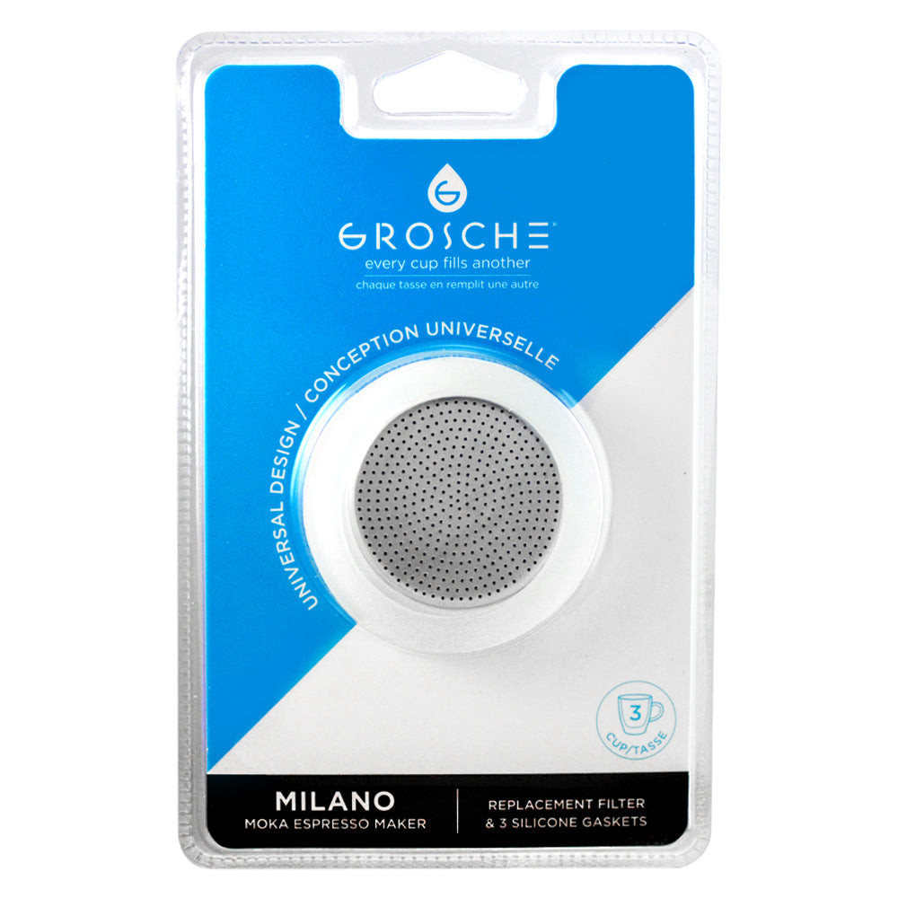 Parts & Accessories: Espresso maker 3 silicone seals + Filter set - Pack of 4 - Grosche Wholesale Canada - Accessory