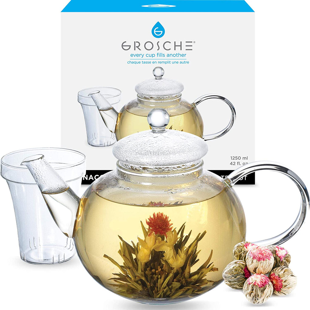 GROSCHE MONACO Heatproof Glass Infuser Teapot - 1250ml/42 fl. oz - Pack of 4 - Grosche Wholesale Canada - Teapot