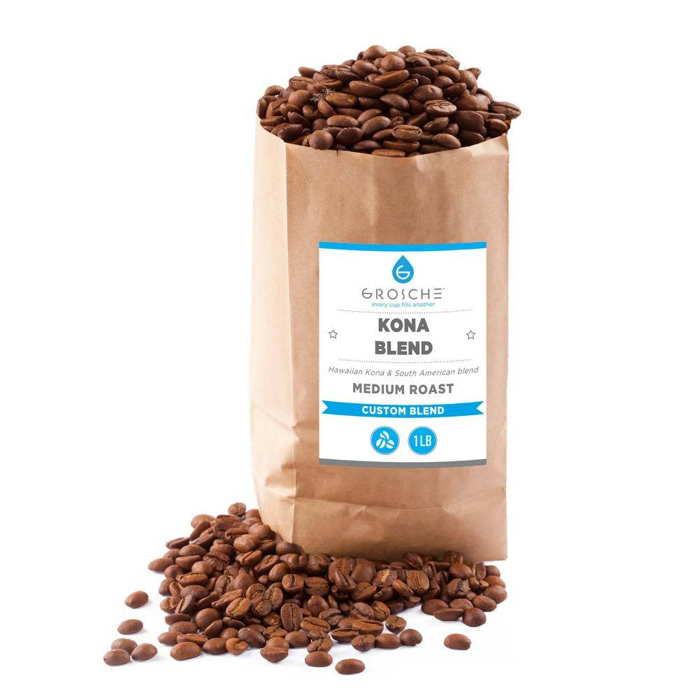 Kona Medium Roast Coffee Beans - 2 x 1 lb Bags Roasted Whole Bean Coffee - Grosche Wholesale Canada - Fresh Ground Coffee