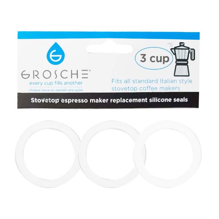 Italian Coffee Maker Silicone Gasket Replacements- Available in: 3 cup, 6 cup, 9 cup- Package of 6 - Grosche Wholesale Canada - 
